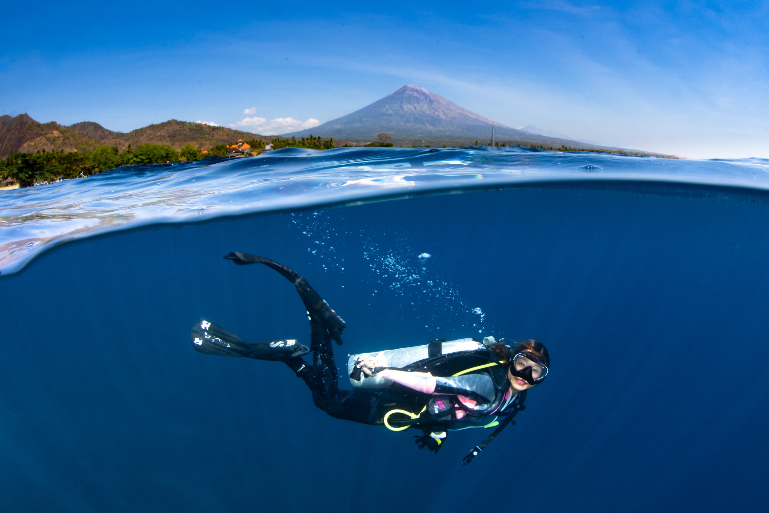 Underwater Commecial Photographer Asian Diver Vulcano Split Over Under Ahmed Bali