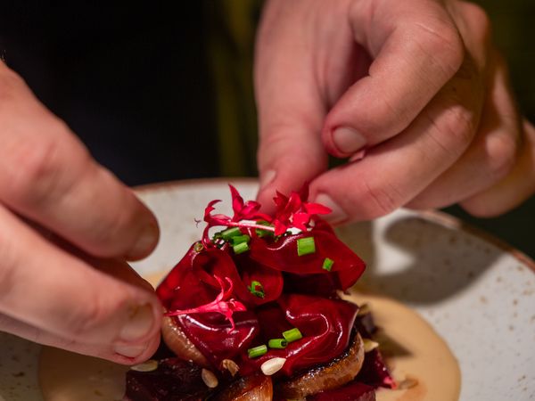 Professional food photography with artistic presentation