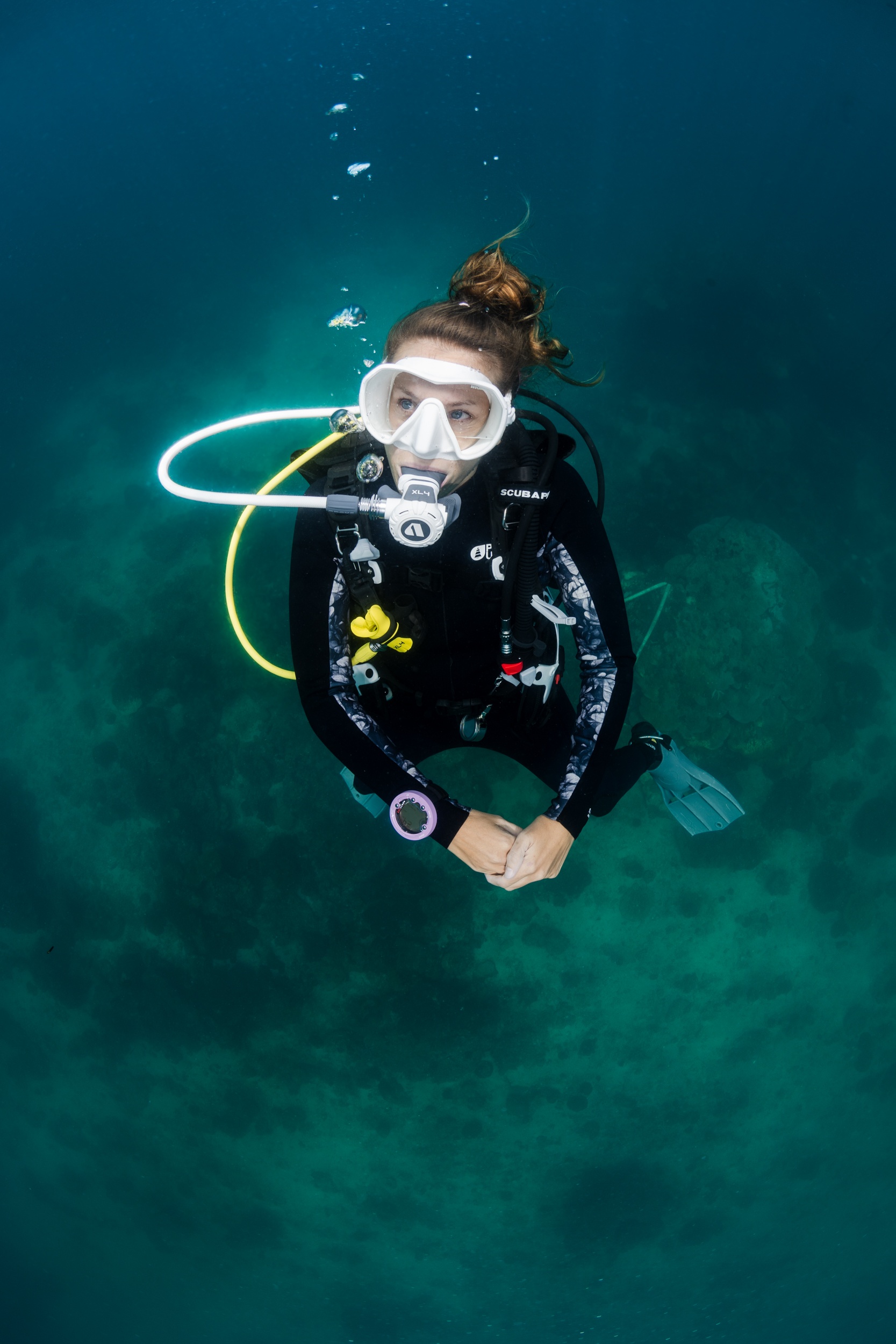 Underwater Commecial Photographer Suunto Commercial Dive Computer Underwater Female Diver Phi Phi