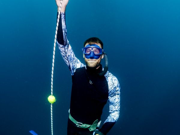 Freediver underwater in Koh Lanta