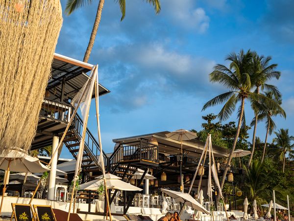 Elegant bar interior with professional lighting